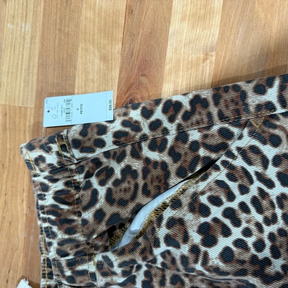 GAP Leopard Print Wide Leg Pants Tan Black barrel parachute leg 2 petite western - Picture 9 of 16